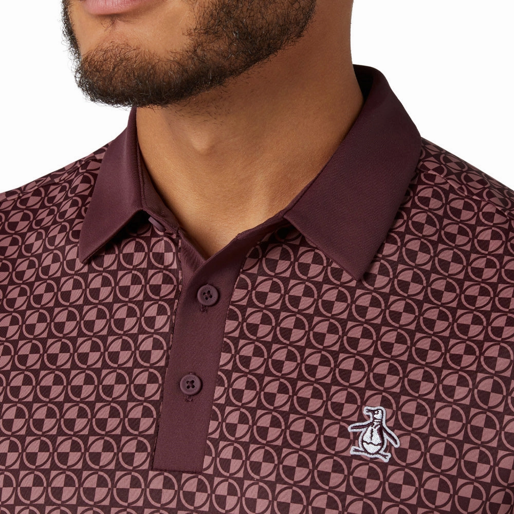 Original Penguin Pete's Check Print Block Polo Shirt - Mauve Wine Comfortable And Versatile