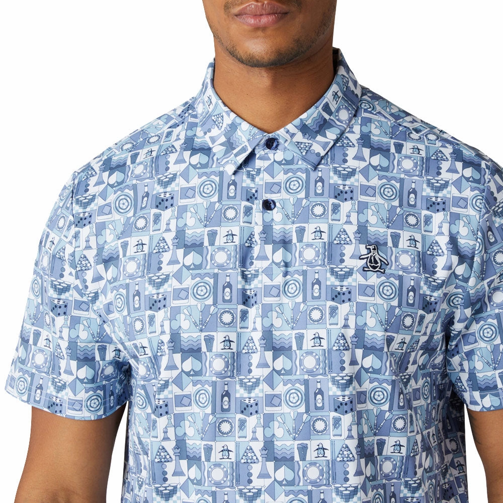 Comfortable texture AllSeasonWear Original Penguin Pete's Game Grid Print Polo Shirt - Black Iris