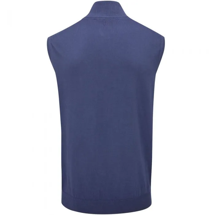 Oscar Jacobson Bob 1/2 Zip Sleeveless Pullover - Navy Smoothness Flat