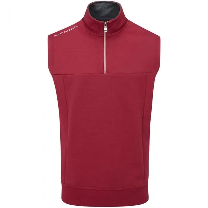 Oscar Jacobson Hawkes 1/4 Zip Sleeveless Pullover - Dark Red Unique Look popular in cold regions