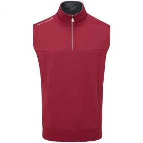 Oscar Jacobson Hawkes 1/4 Zip Sleeveless Pullover - Dark Red Unique Look popular in cold regions