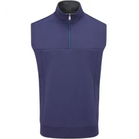 Contoured Fit Oscar Jacobson Hawkes 1/4 Zip Sleeveless Pullover - Navy