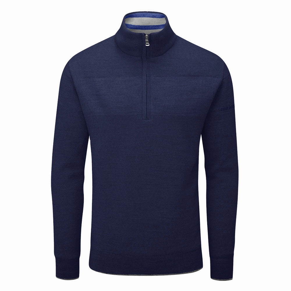 Oscar Jacobson Anders Lined 1/2 Zip Sweater - Navy Popular Sporty essentials