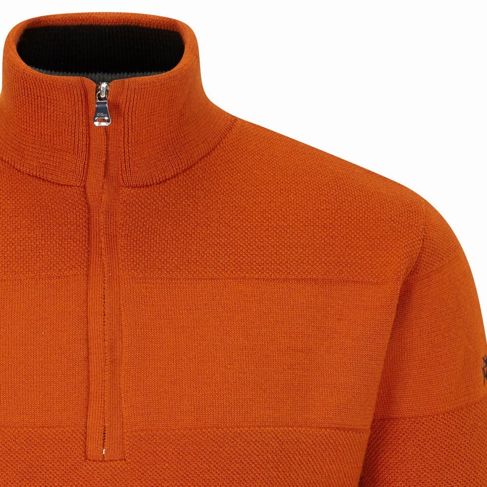 Oscar Jacobson Anders Lined 1/2 Zip Sweater - Orange Rust Fall Fresh Sporty