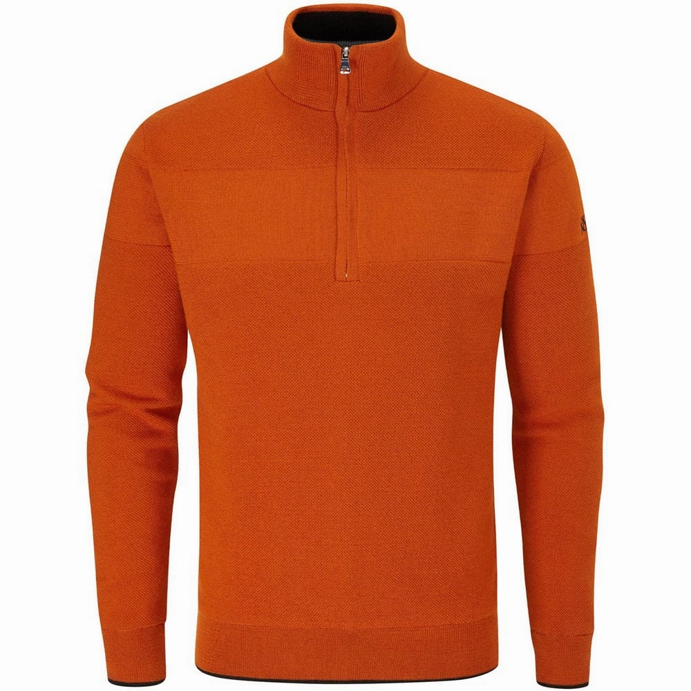 Core Minimal Oscar Jacobson Anders Lined 1/2 Zip Sweater - Orange Rust