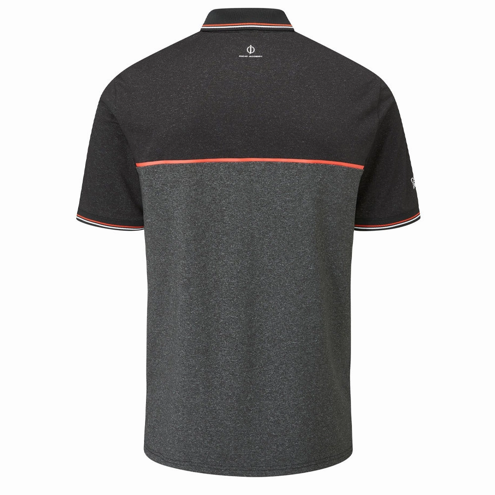 Oscar Jacobson Belford Polo Shirt - Black Marl SunProtectionFabric slim fit