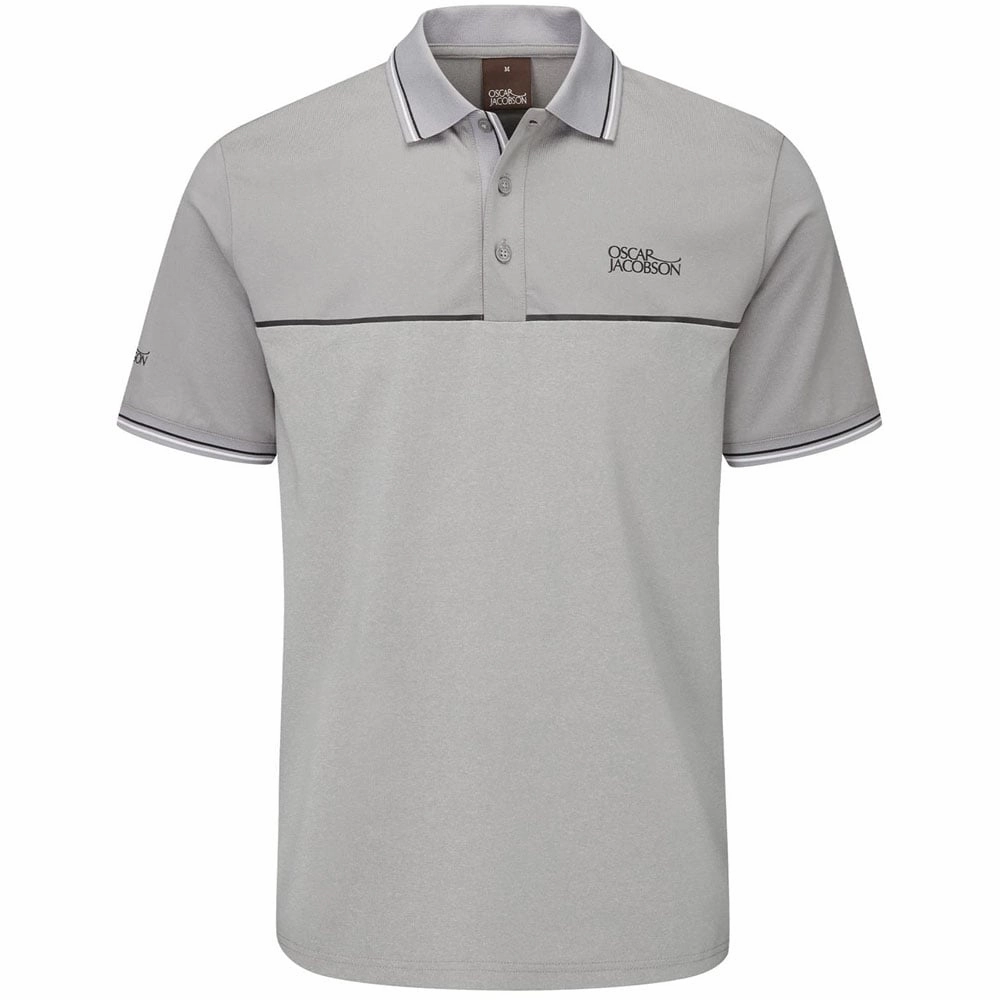 No Shrink Fabric Tubular Knit Structure Oscar Jacobson Belford Polo Shirt - Light Grey
