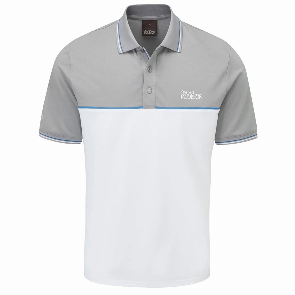 Recycled Polyester Blend Oscar Jacobson Belford Polo Shirt - Light Grey Marl