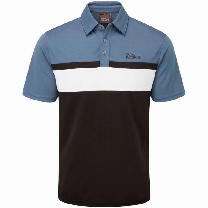 Drop Shoulder Design Sports Apparel Oscar Jacobson Boston Polo Shirt - Black/Blue Charcoal