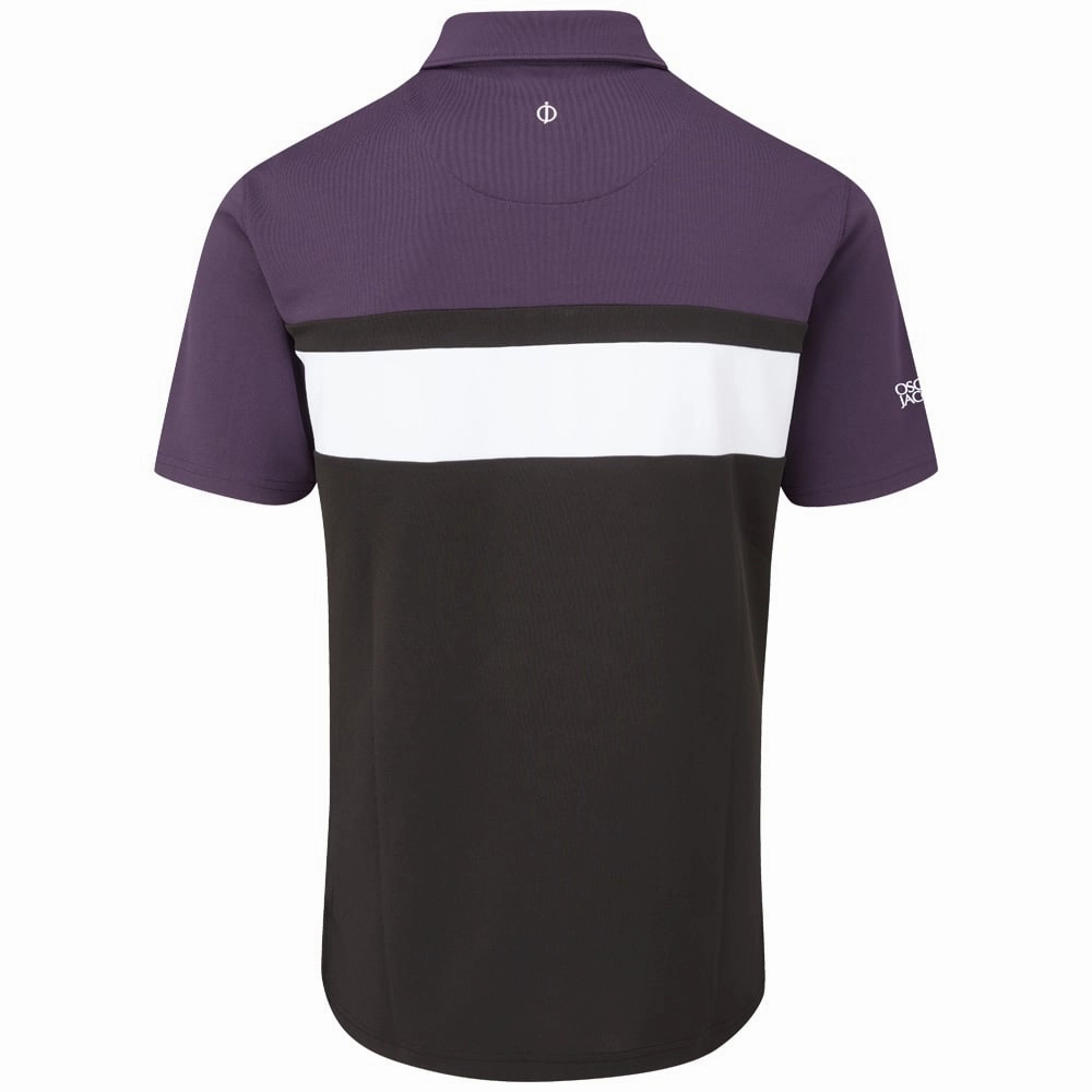 Collared Heather Jersey Material Oscar Jacobson Boston Polo Shirt - Black/Plum