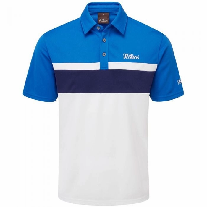 Oscar Jacobson Boston Polo Shirt - White/Royal Blue athletic style