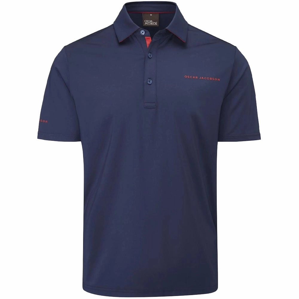 Oscar Jacobson Chap II Tour Polo Shirt - Navy/Jewel Red Comfort and style Pilling Resistant Finish