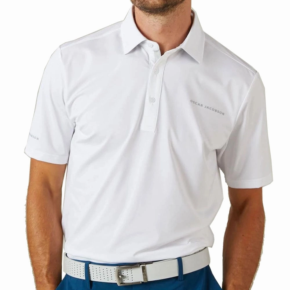 Biodegradable Textile Cool Layer Wear Oscar Jacobson Chap II Tour Polo Shirt - White/Lunar Grey