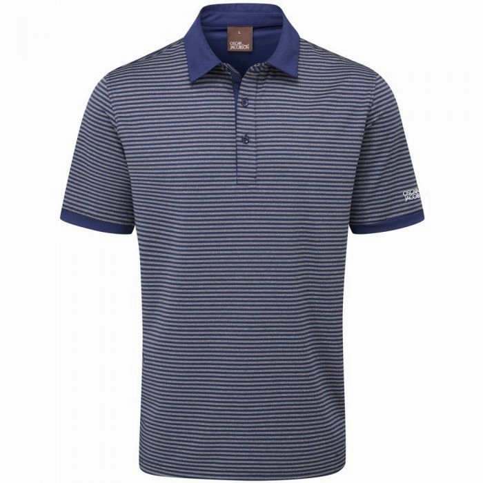 Light Style Trend Classic Outfit Style Oscar Jacobson Chester Polo Shirt - Grey Marl/Navy