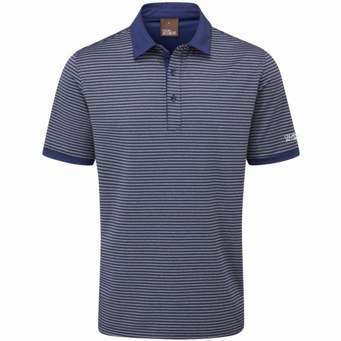 Chic Smart Daily Fashion Oscar Jacobson Chester Polo Shirt - Grey Marl/Navy