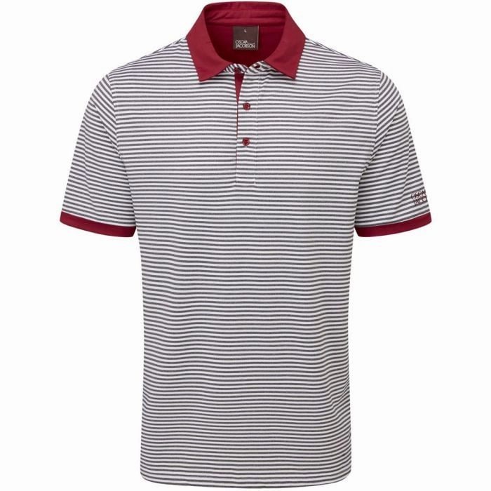Micro Perforation Oscar Jacobson Chester Polo Shirt - White/Dark Red