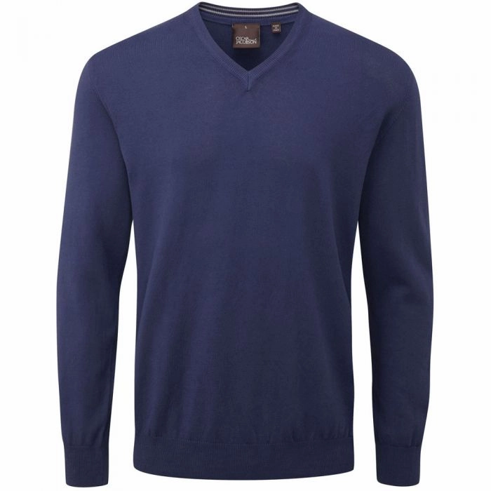 Oscar Jacobson Constable Pullover - Navy Scoop neck