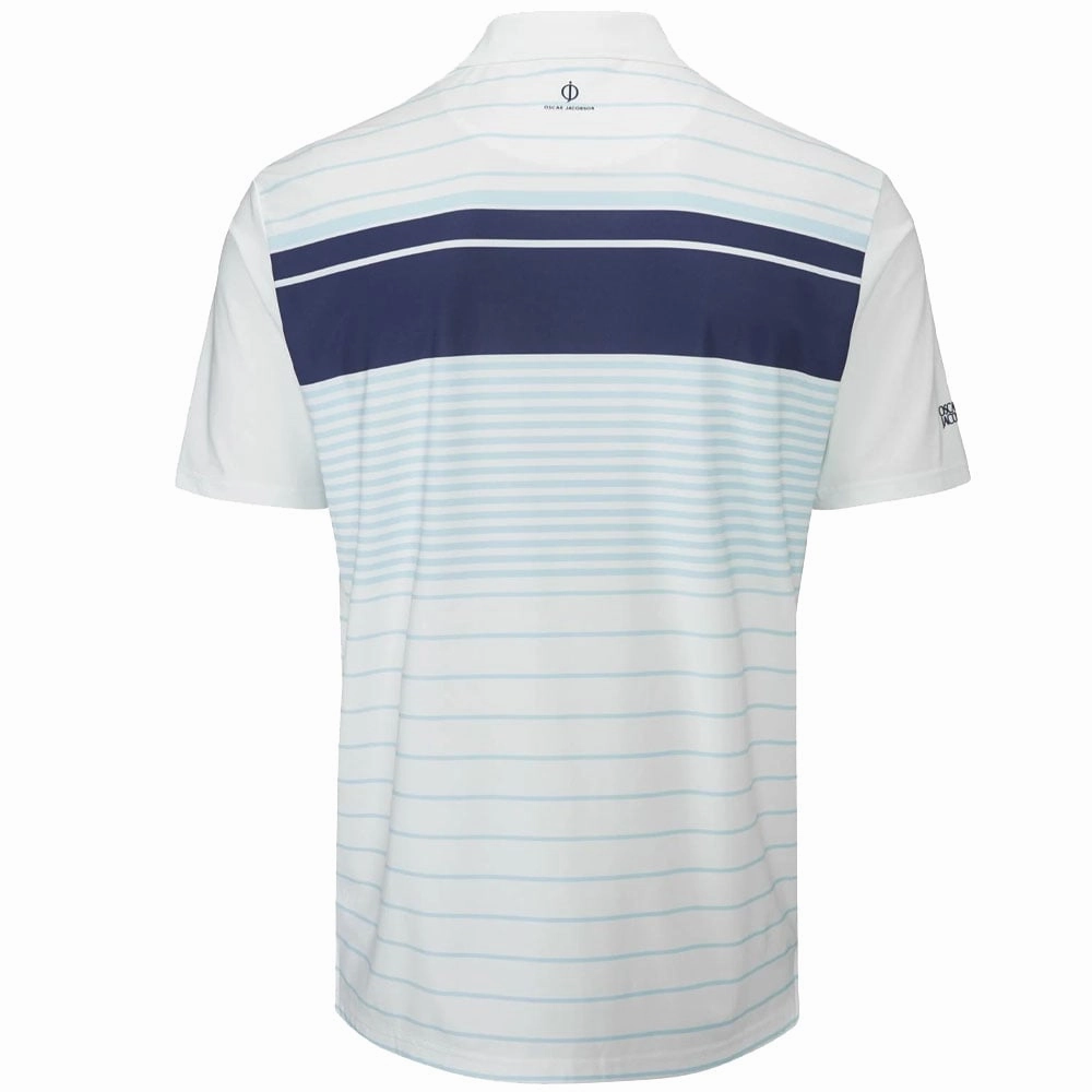Oscar Jacobson Croft Polo Shirt - Cool Blue/White Effortless Daywear