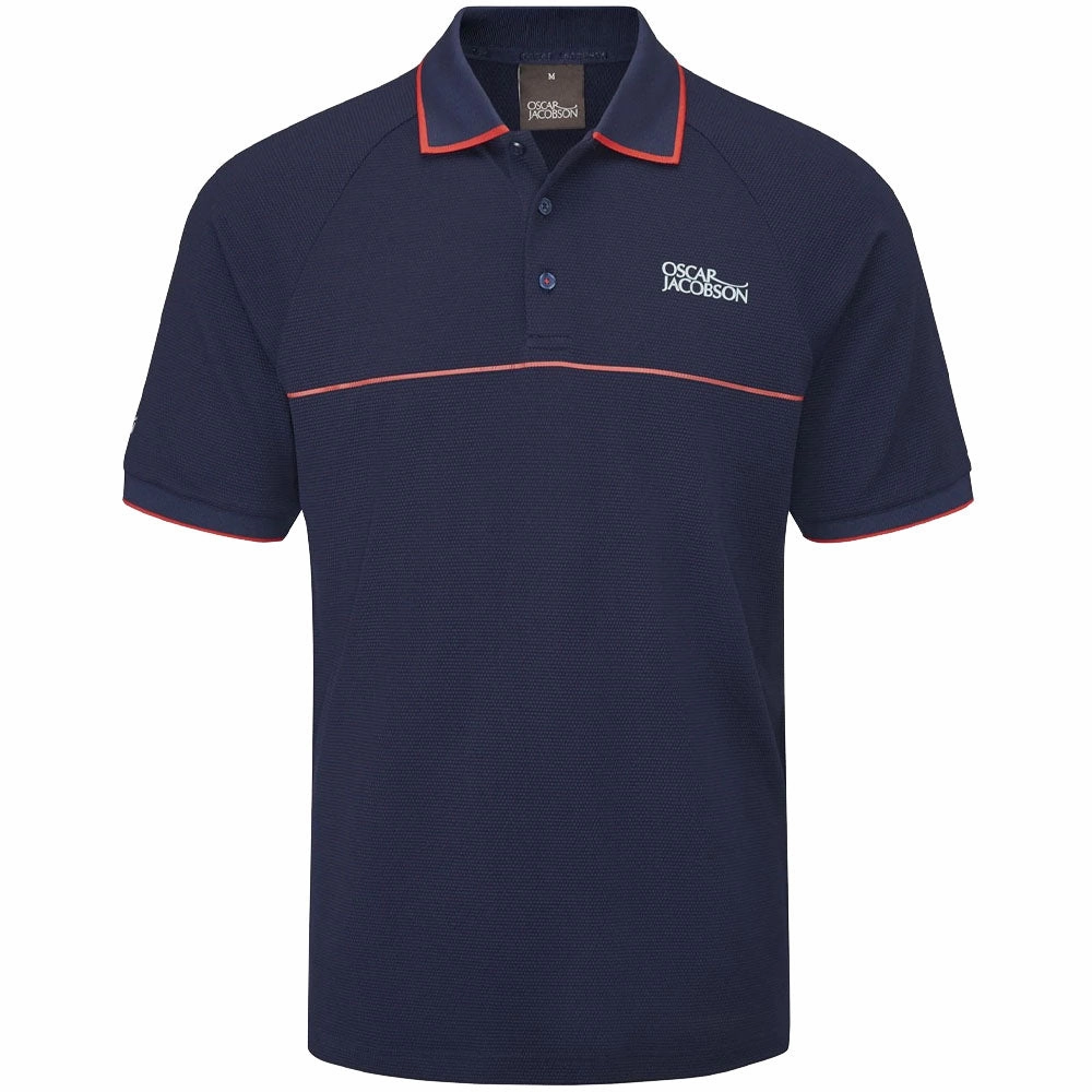 Simple Comfort Look Oeko Tex Certified Oscar Jacobson Crompton Polo Shirt - Navy/Jewel Red