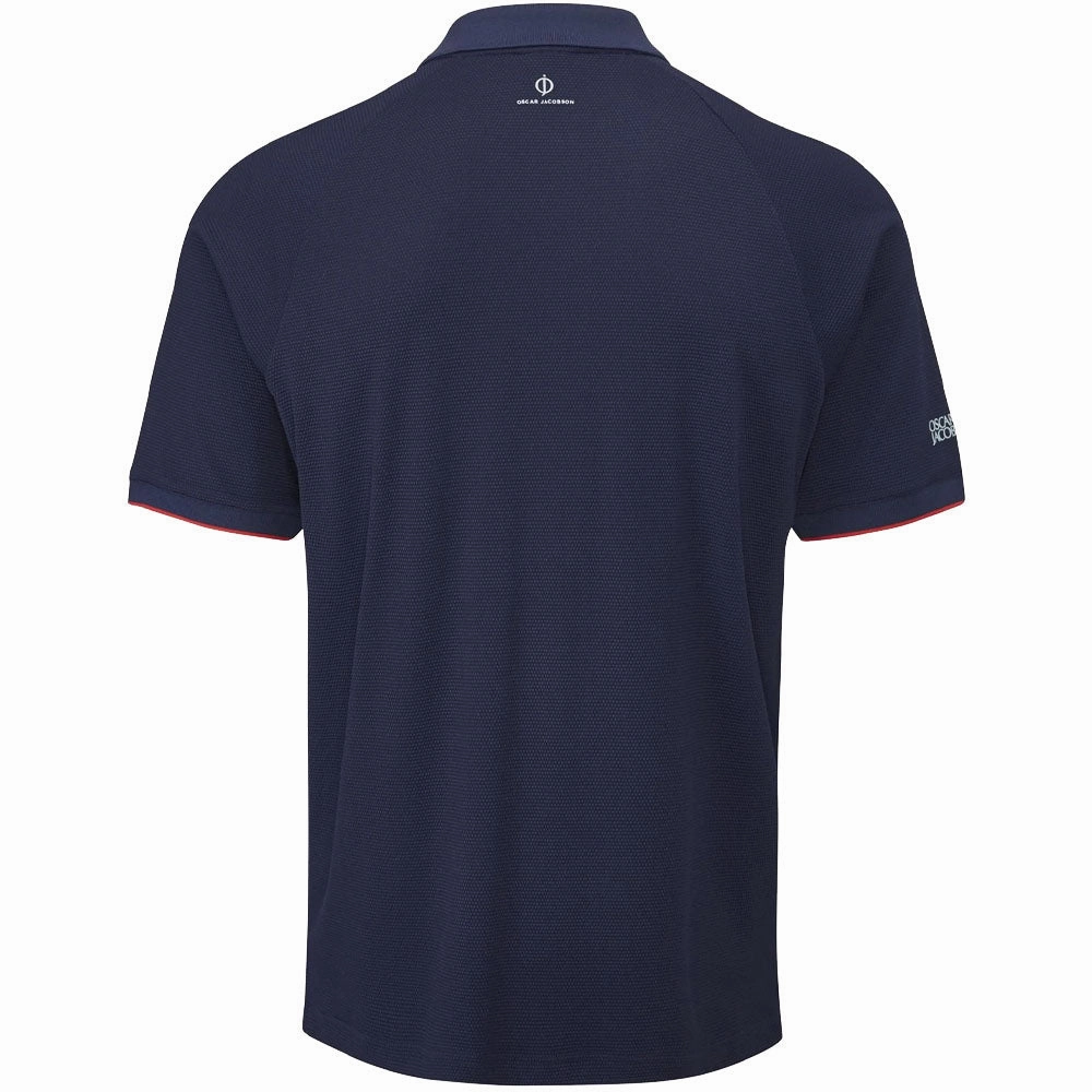 casual and comfortable safe for skin Oscar Jacobson Crompton Polo Shirt - Navy/Jewel Red