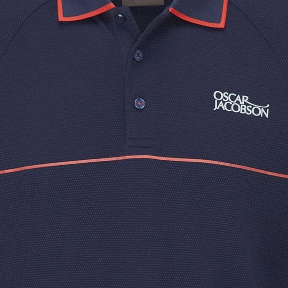 EasyCareFabric Seasonal Layer Oscar Jacobson Crompton Polo Shirt - Navy/Jewel Red