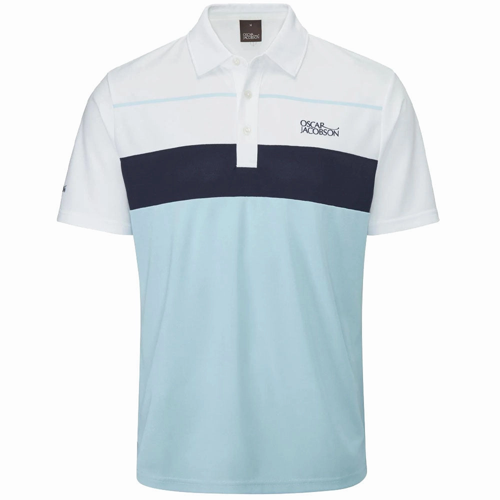 Sporty Style Essential layering piece Oscar Jacobson Dodman Polo Shirt - Cool Blue/Navy
