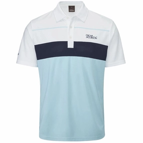 Sporty Style Essential layering piece Oscar Jacobson Dodman Polo Shirt - Cool Blue/Navy