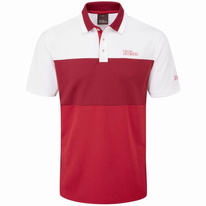 dry cleanable Oscar Jacobson Fulmer Polo Shirt - White/Red/Dark Red