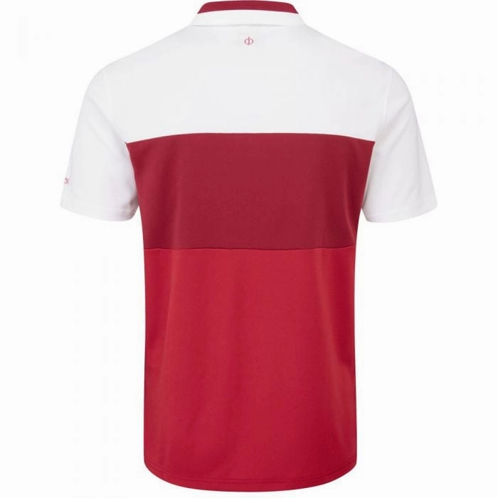 Durable Color Retention Oscar Jacobson Fulmer Polo Shirt - White/Red/Dark Red