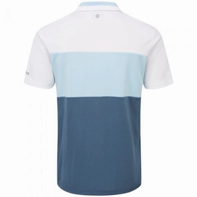 Oscar Jacobson Fulmer Polo Shirt - White/Sky Blue/Blue Charcoal Casual layering piece Functional Fashion