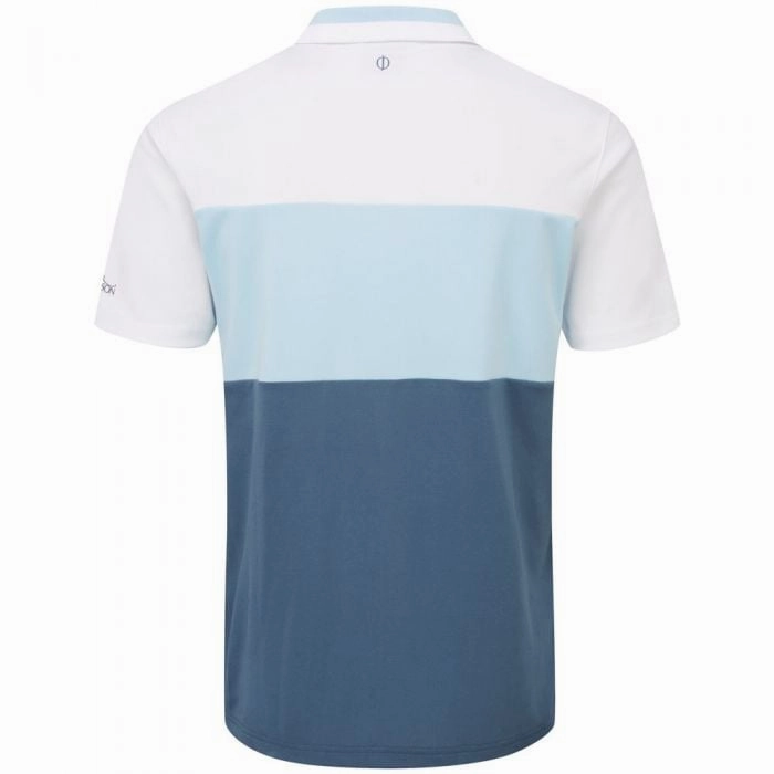Oscar Jacobson Fulmer Polo Shirt - White/Sky Blue/Blue Charcoal Daily Casual TaglessCollar