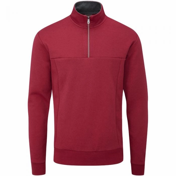 Oscar Jacobson Hawkes 1/4 Zip Pullover - Dark Red Soft Wear