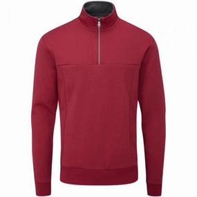Oscar Jacobson Hawkes 1/4 Zip Pullover - Dark Red Soft Wear
