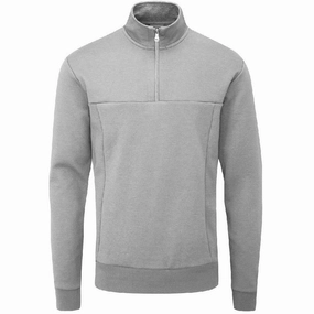 Oscar Jacobson Hawkes 1/4 Zip Pullover - Light Grey Satin