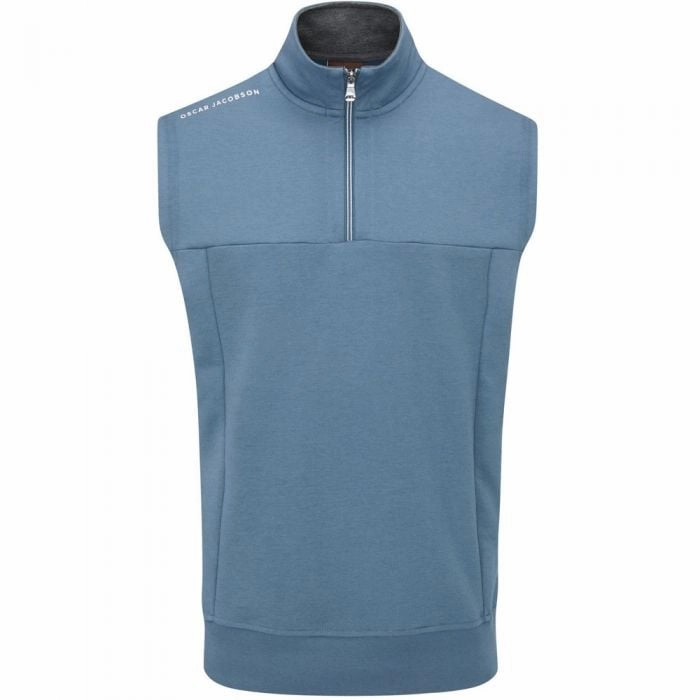 Oscar Jacobson Hawkes 1/4 Zip Sleeveless Pullover - Blue Charcoal goes with sweatpants Adjustable
