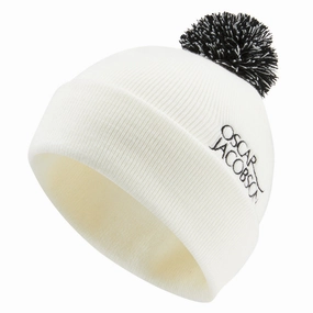 Oscar Jacobson Knitted Hat II - White Modern Plaid Functional Fashion