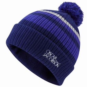 Oscar Jacobson Mabel Knitted Bobble Hat - Navy/Royal Blue Run Errands All Season
