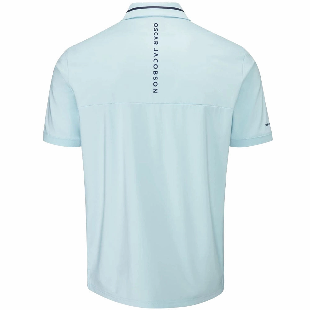 Oscar Jacobson Marsden Polo Shirt - Cool Blue/Navy Tight Fit