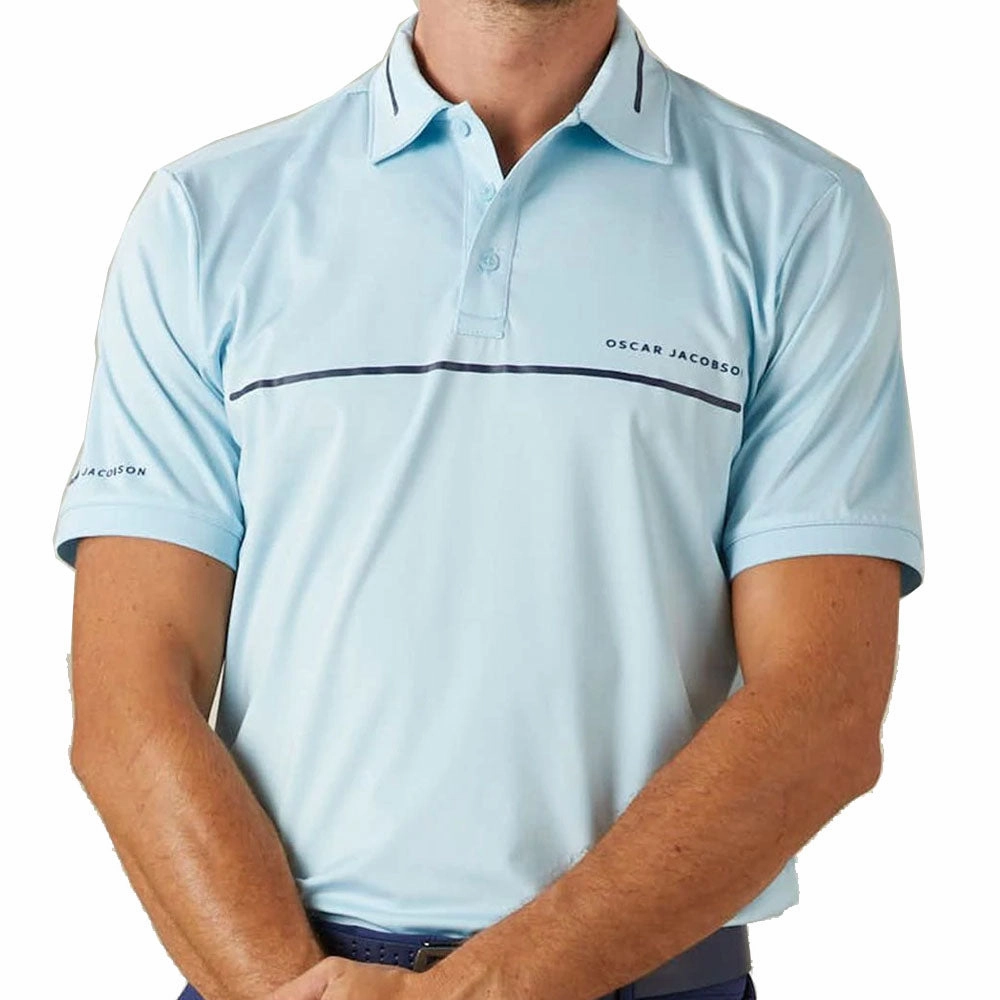 Wrinkle Resistant Material Oscar Jacobson Marsden Polo Shirt - Cool Blue/Navy