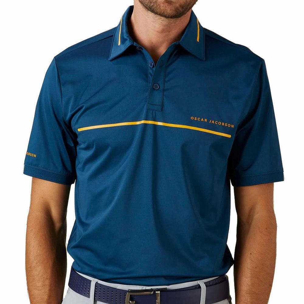 Oscar Jacobson Marsden Polo Shirt - Teal/Orche Breathable Cotton Fabric