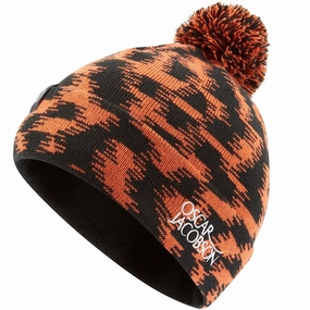 Oscar Jacobson Miller Knitted Bobble Hat - Black/Orange Rust Hiking Gear