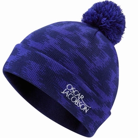 Layer Ready Oscar Jacobson Miller Knitted Bobble Hat - Navy/Royal Blue - One Size