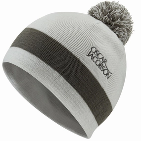 Oscar Jacobson Murray Knitted Bobble Hat - Light Grey/Pewter Smooth Finish