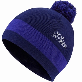 Oscar Jacobson Murray Knitted Bobble Hat - Navy/Royal Blue Formal Outfit Chill Style