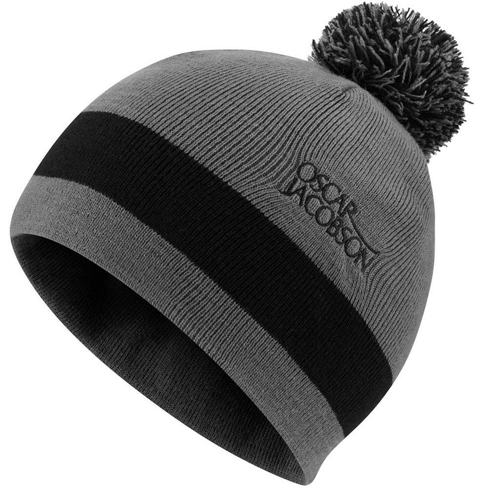 Modern Plaid Oscar Jacobson Murray Knitted Bobble Hat - Pewter/Black