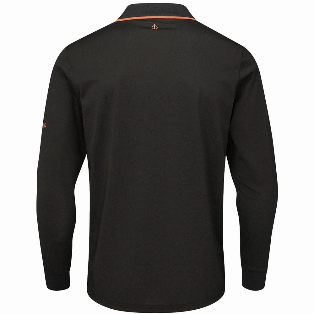 Oscar Jacobson Sheldon Long Sleeve Polo Shirt - Black DoubleStitched Seams