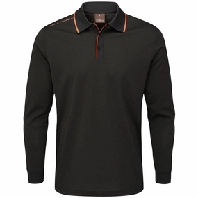 Oscar Jacobson Sheldon Long Sleeve Polo Shirt - Black Water Based Ink