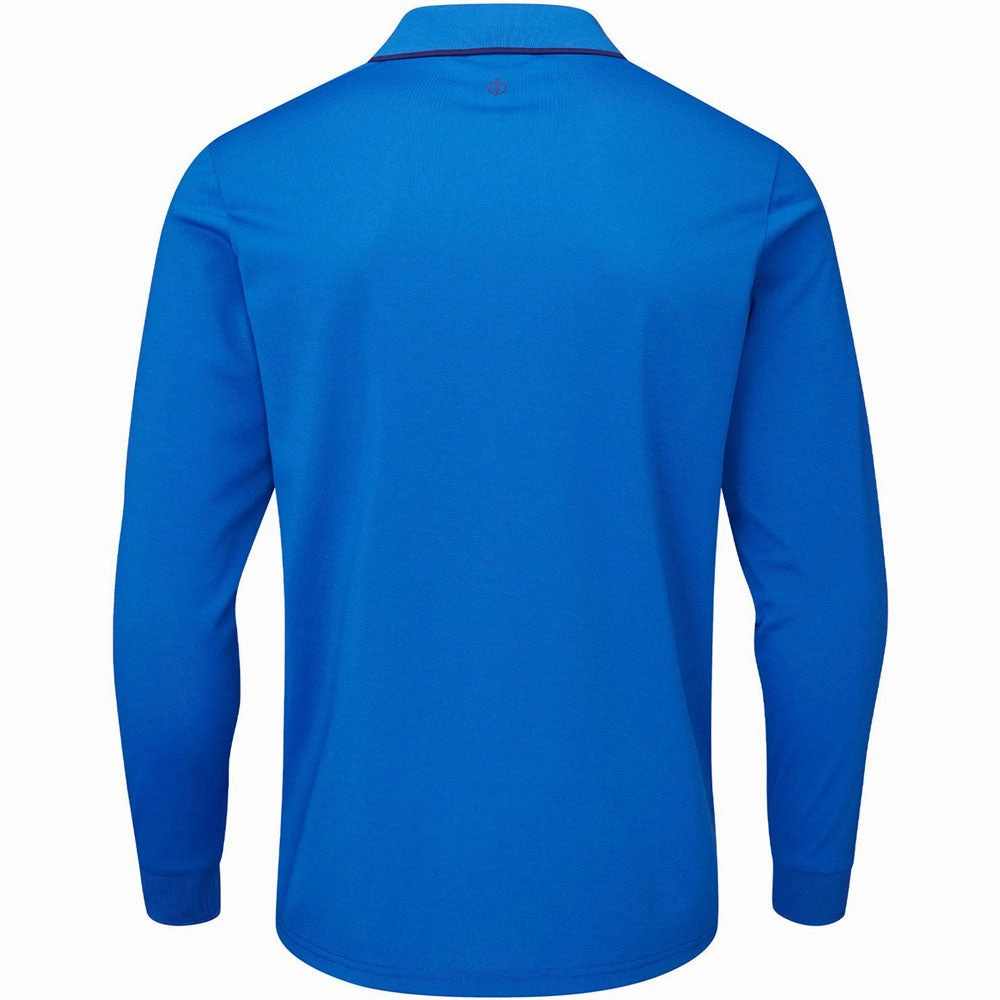 Oscar Jacobson Sheldon Long Sleeve Polo Shirt - Royal Blue Comfortable And Trendy