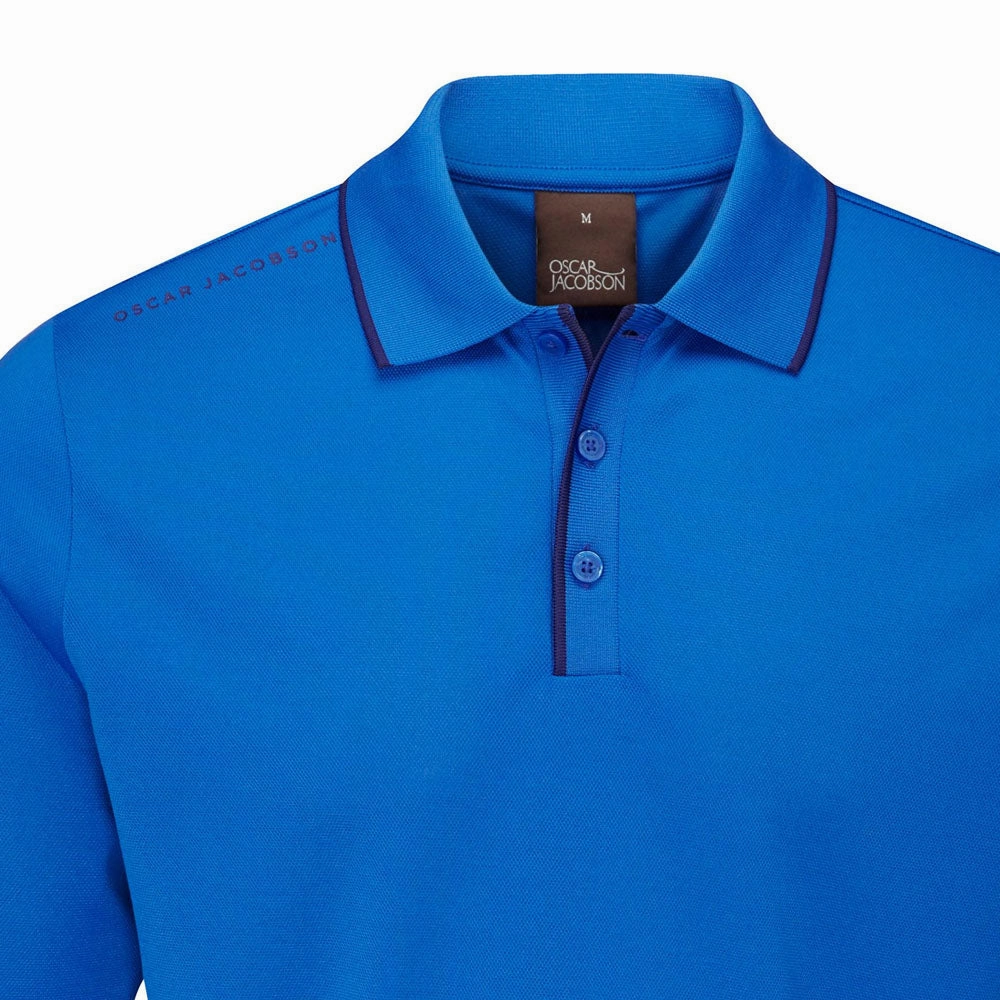 Oscar Jacobson Sheldon Long Sleeve Polo Shirt - Royal Blue Easy and Relaxed