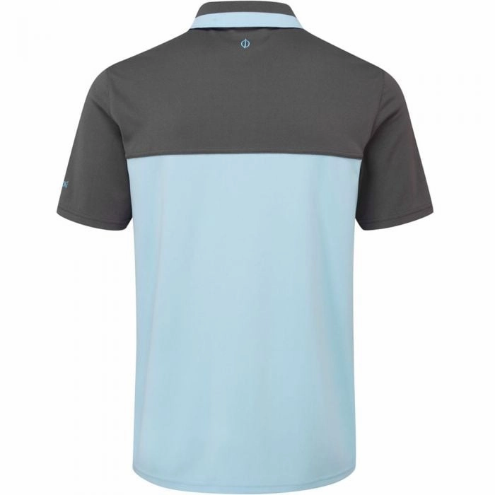 Oscar Jacobson Stanton Polo Shirt - Charcoal/Sky Blue Light Design Ruffled edges